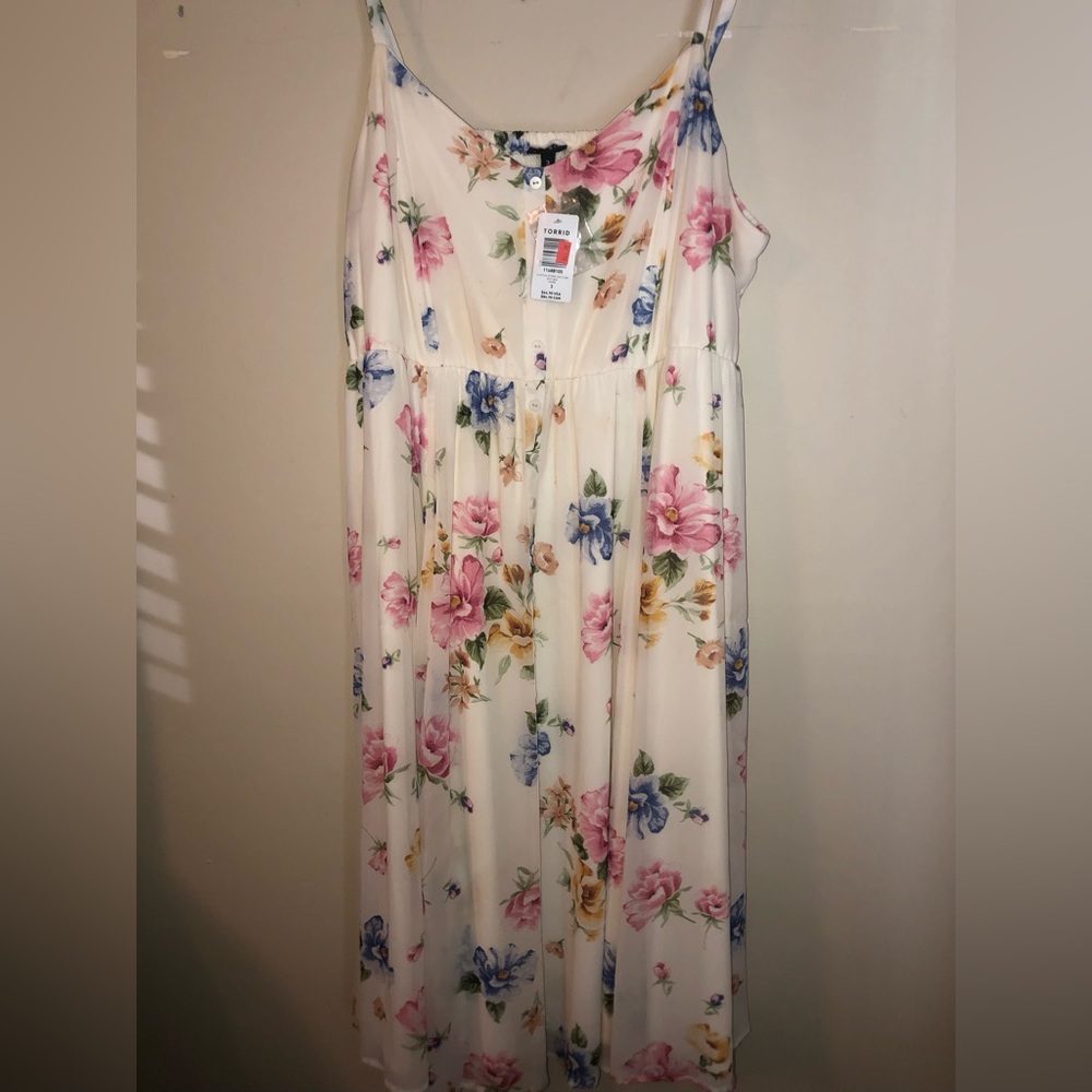 Ivory Floral MIDI Dress